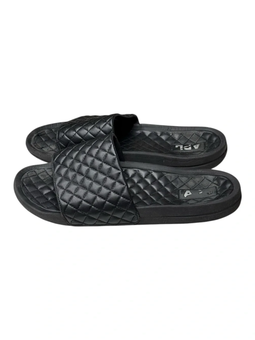 APL 𖤐 Lusso Quilted Nappa Leather Beach Athletic Pool Slide Sandal 𖤐 Black 𖤐 14